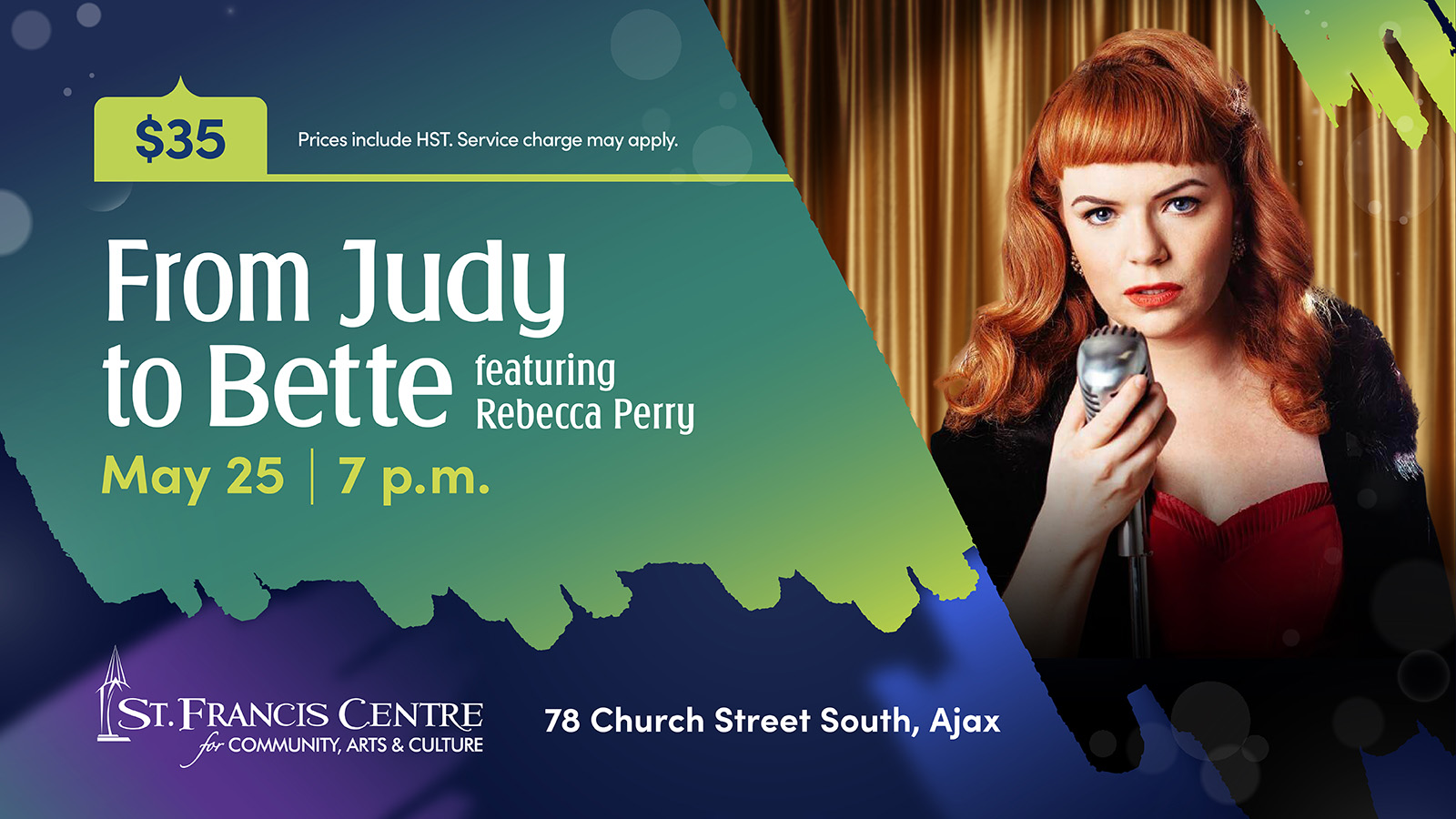 Advertisement for From Judy to Bette starring Rebecca Perry